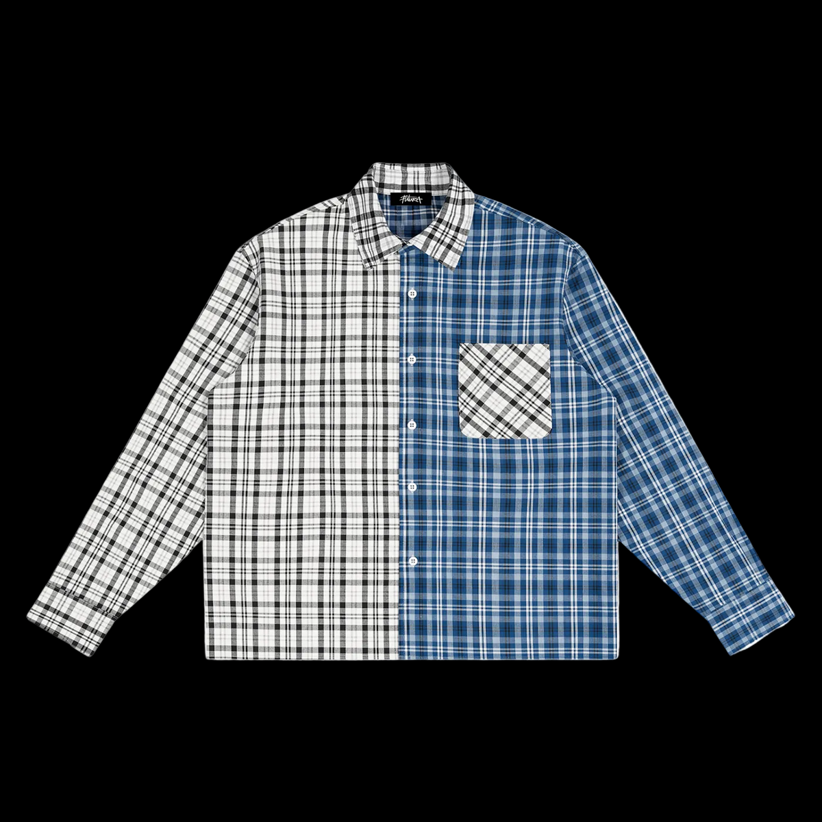 Oversized Plaid Color Block Shirt