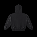 Basic Contrast-Stitched Boxy Fleece Zip Hoodie