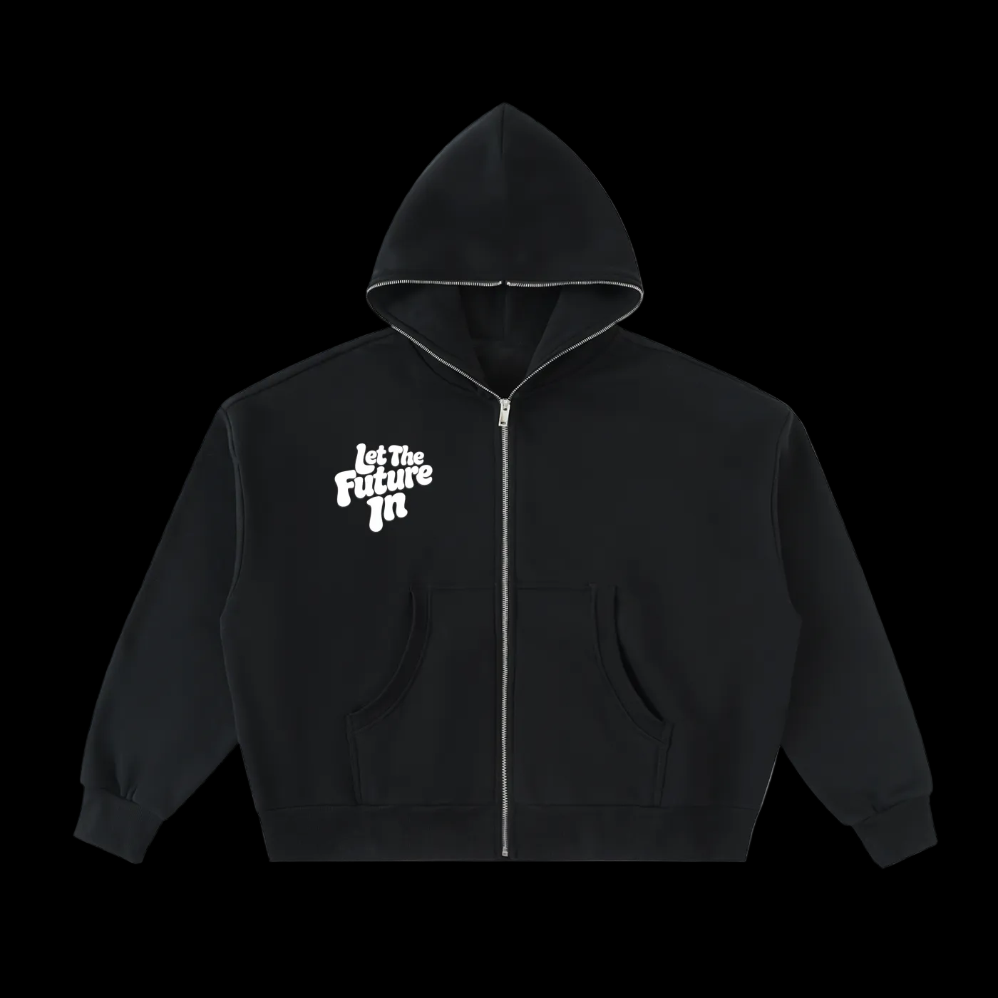 Fleeced Full-Zip Boxy Hoodie