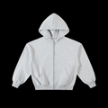 Basic Contrast-Stitched Boxy Fleece Zip Hoodie