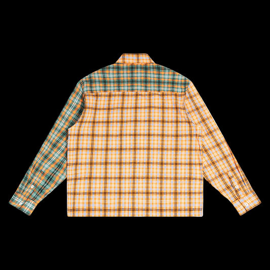 Oversized Plaid Color Block Shirt